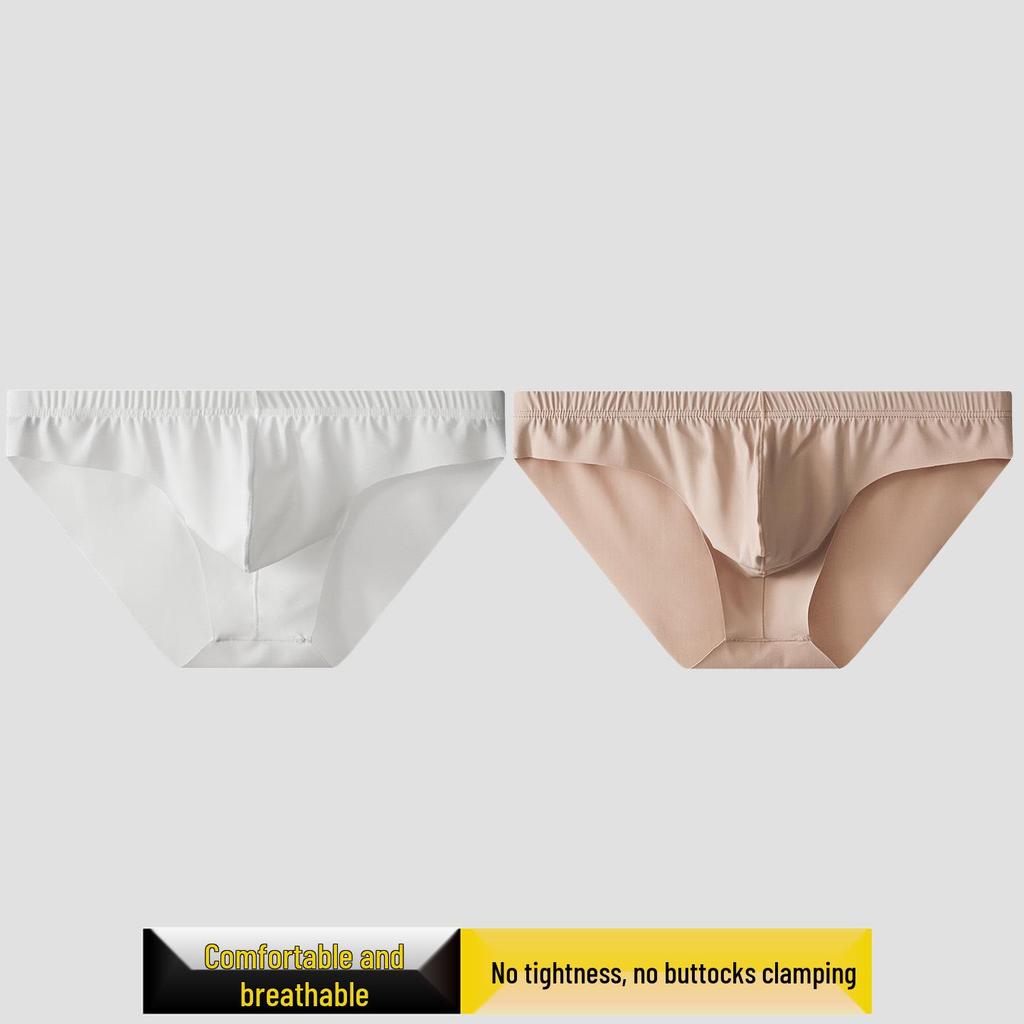 Męskie oddychające bokserki z lodowego jedwabiu chłodnego w dotyku - Jednolity kolor Plus Size