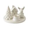 Weihnachtsdekorationen Weihnachtsbaum Schneehaus Elch Kreativer Keramik-Kerzenständer Schreibtischdekoration Ornamente