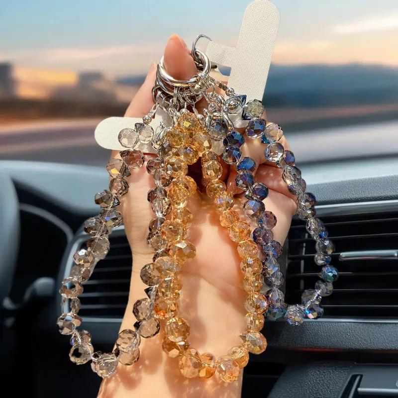1 Piece Hand-beaded Wrist Chain Mobile Phone Lanyard Luxury Short Water Drop Crystal Hanging Chain Hand-held Pendant