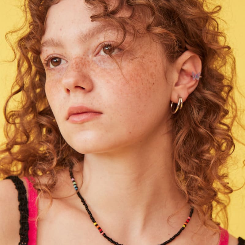 

VINTAGE HOLLYWOOD Rainbow Beads n Pearl Necklace_VH2335NE100M Black