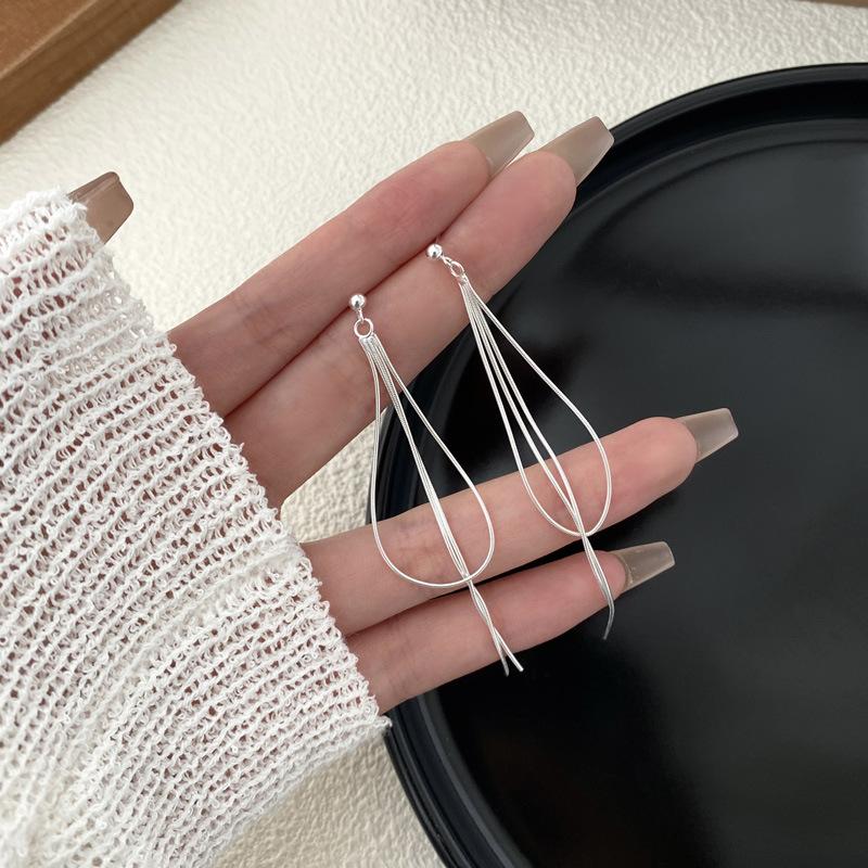 Fashion Jewelry Snake Bone Chain Tassel Stud Earring for Women 18K Gold Plated 925 Sterling Silver Earring Piercing Jewelry