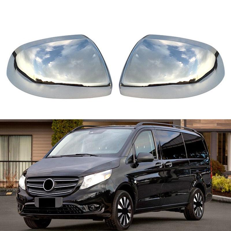 2 шт. ДЛЯ MERCEDES VITO W447 ХРОМ Левая Правая Сторона Накладка Колпачок Зеркала Заднего Вида 2014-2023 Защитная Накладка Наклейка Отделка