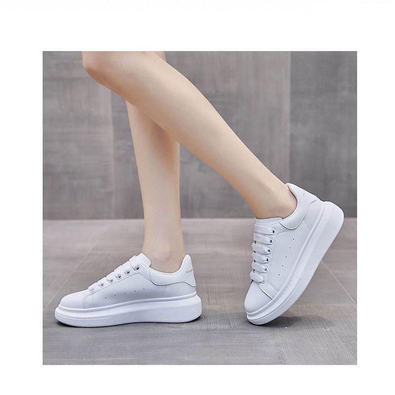 Ricaqico Korean Round Toe White Shoes Women Spring Summer All -Match Thick Bottom Heightening Casual Shoes Fashion Sneakers