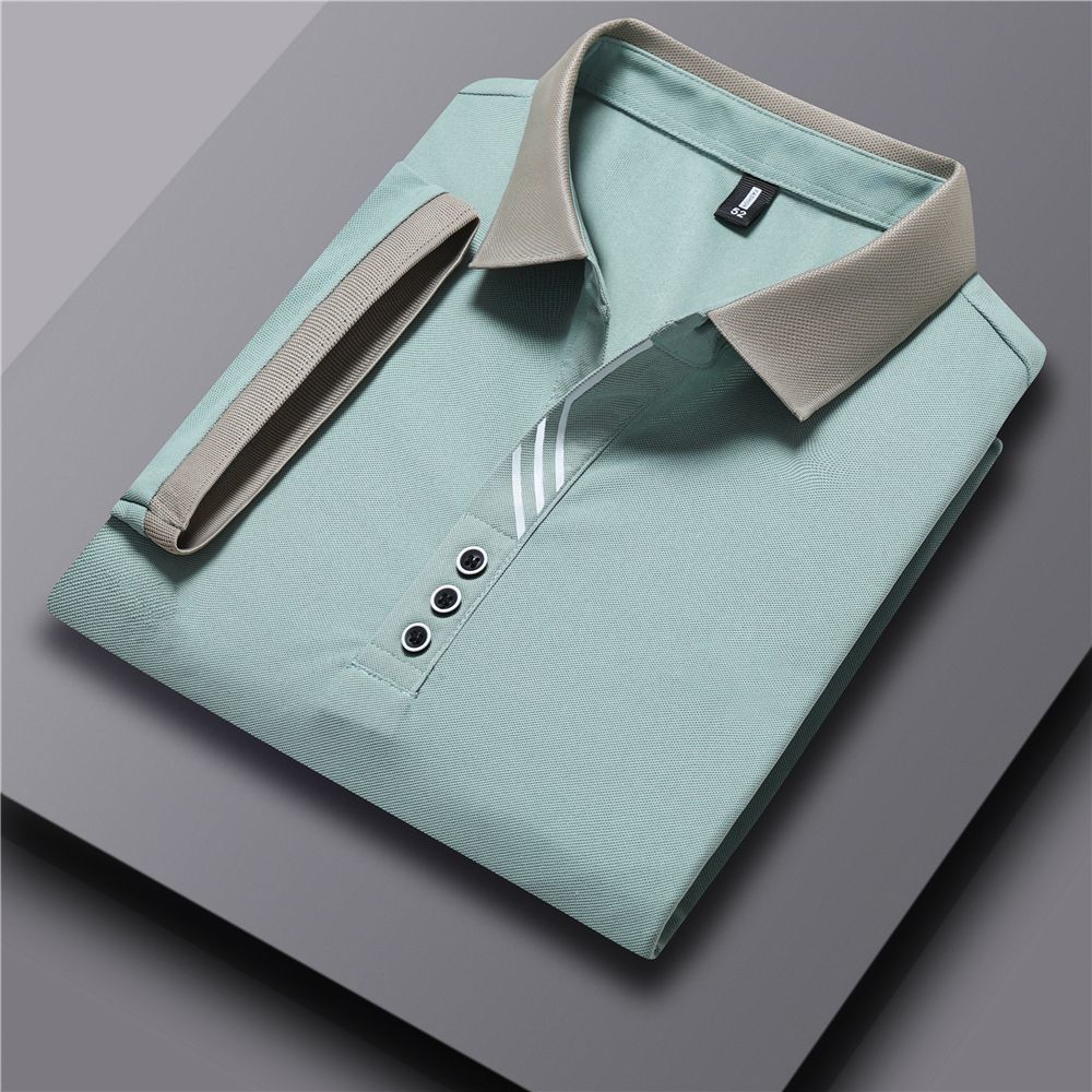American Business Summer POLO Shirt Men's Niche Short-sleeved Middle-aged Solid Breathable Simple Lapel