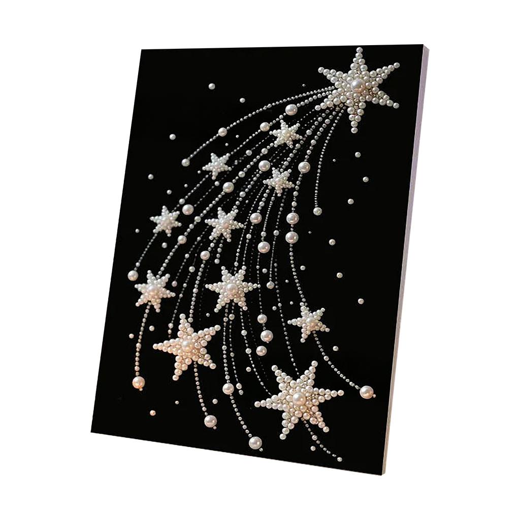 DIY Pearl Art Kit Wave Design Pearl Painting Craft Set with Various Sized Pearls and Adhesive On Canvas for Creative Handmade Decoration