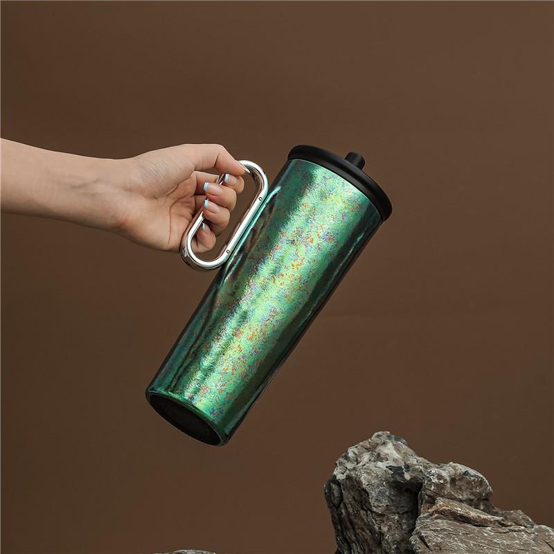 710ml Pure Titanium Vacuum Insulated Tumbler With Straw Handle Gift Cup Women Men Office Travel