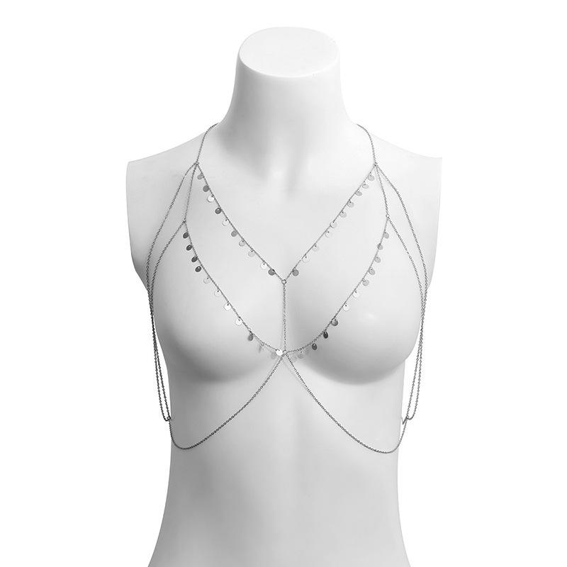 Sequined tassel bikini breast chain summer cross hot nightclub neck sexy body chain female