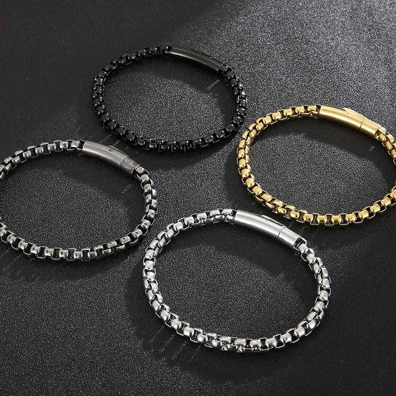 6MM Chain Men's Bracelet Man Gold Color Stainless Steel Boys Bracelets for Women On Hand Mannen Armband Jewellery Accessories Adjustable