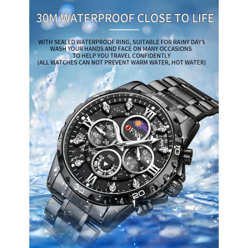 Luxury Watches For Men Chronograph Stainless Steel Man Wristwatch Waterproof Luminous Sport Military Men's Quartz Watch