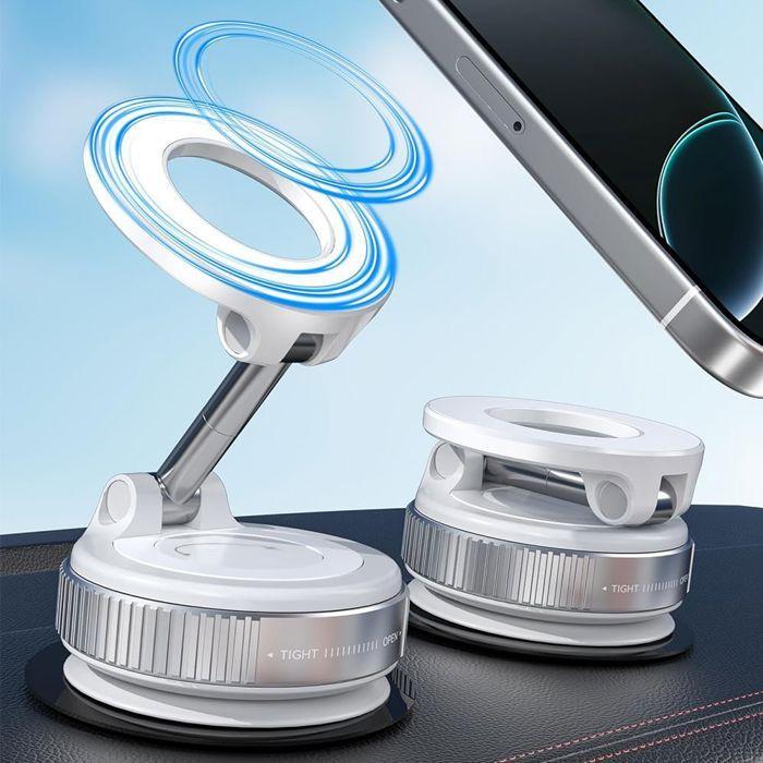 Magnetic Phone Holder - White - Adjustable - Powerful Suction Cup - Multi-Scenario - 360° Rotation