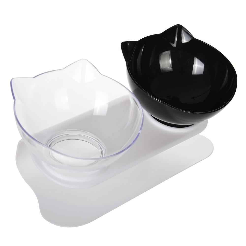 Bol dublu pentru pisici pentru pisici mici, câini, pisicuțe, anti-alunecare, hrănitor cu apă, boluri anti-înclinare pentru cățeluș, bol cu ​​apă pentru animale de companie