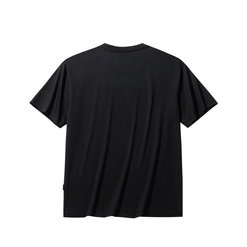 Anta Comfortable Casual Simple Letter Round Neck Breathable Short Sleeve T-Shirt Unisex Tops Basic-Black 972528120-5