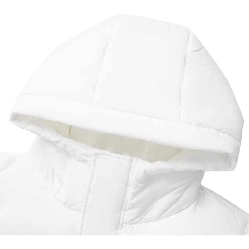 Li Ning Fitness Series Letter Zipper Hooded Versatile Long Down Jacket Men Outerwear Standard-White AYMU567-3
