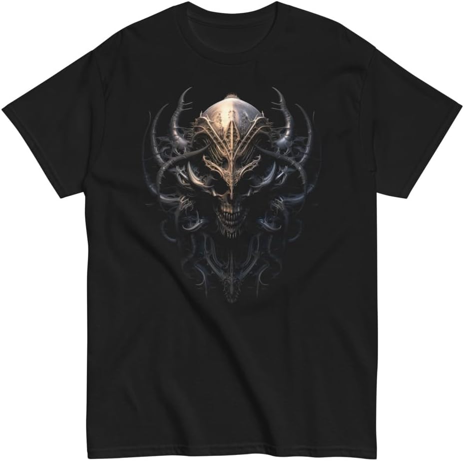 Skull T-Shirt, Biomechanical Skull Tee, Dark Gothic Skull Shirt, SM-5XL SK107