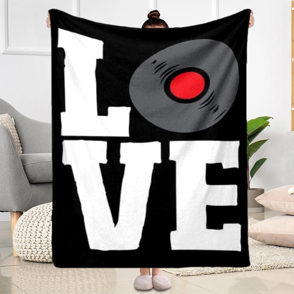 Love Records Blanket Soft Warm Cozy Suitable for Office Chair Couch Office Four Seasons Multipurpose Modern Style Gifts For Family Or Friends