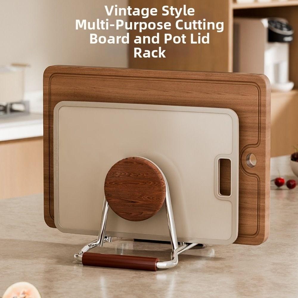 Rustproof Cutting Board Holder Stable Pot Cover Shelf Pot Lid Organizer Kitchen Accessories