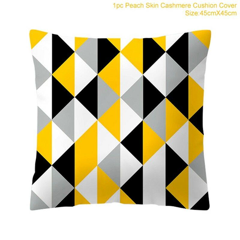 

Yellow Cushion Geometric Cover Home Decor Sofa Pillow Cases Peach Skin Cashmere X