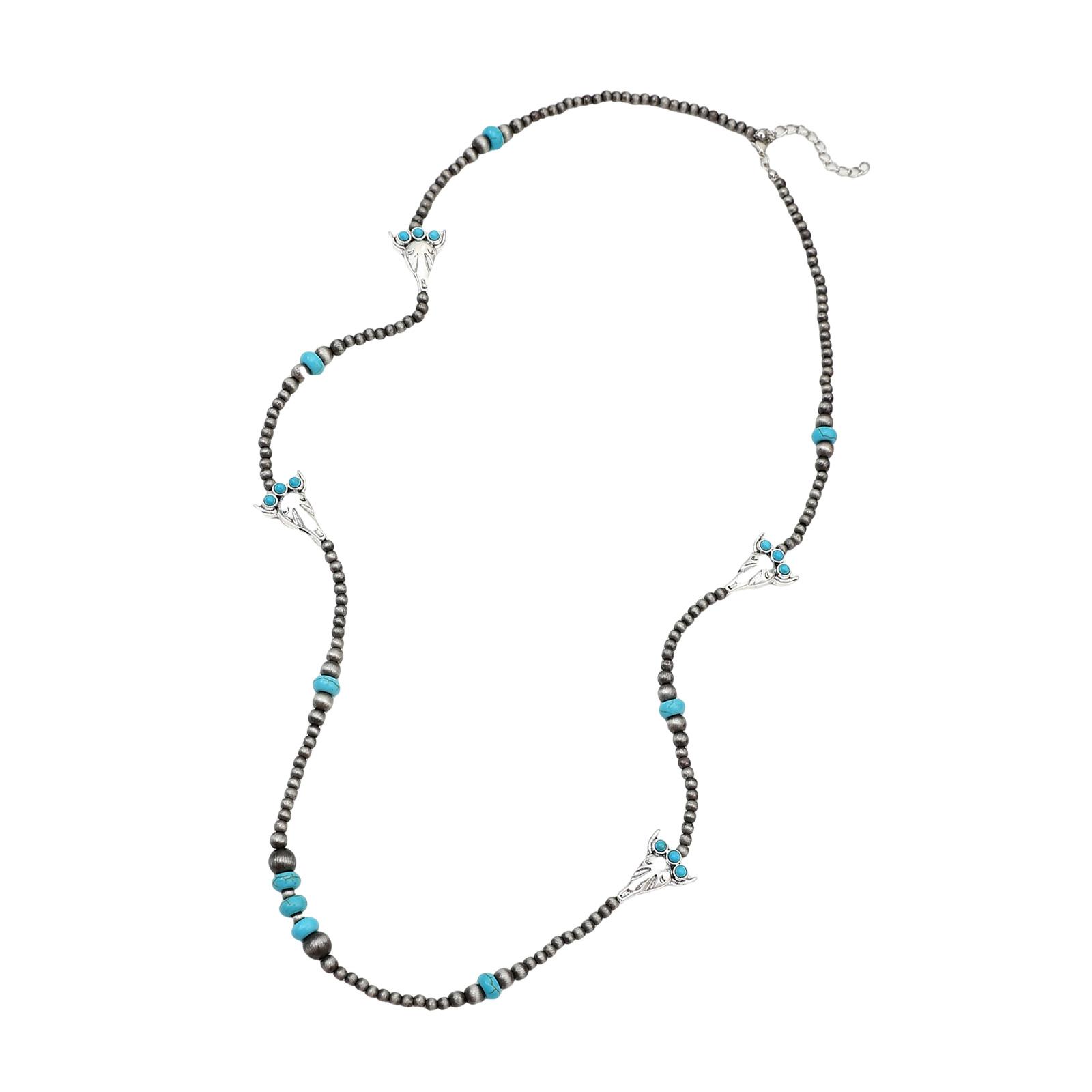 

Винтажное ожерелье в стиле западного ковбоя с дизайном головы быка из имитации бирюзы для любителей моды