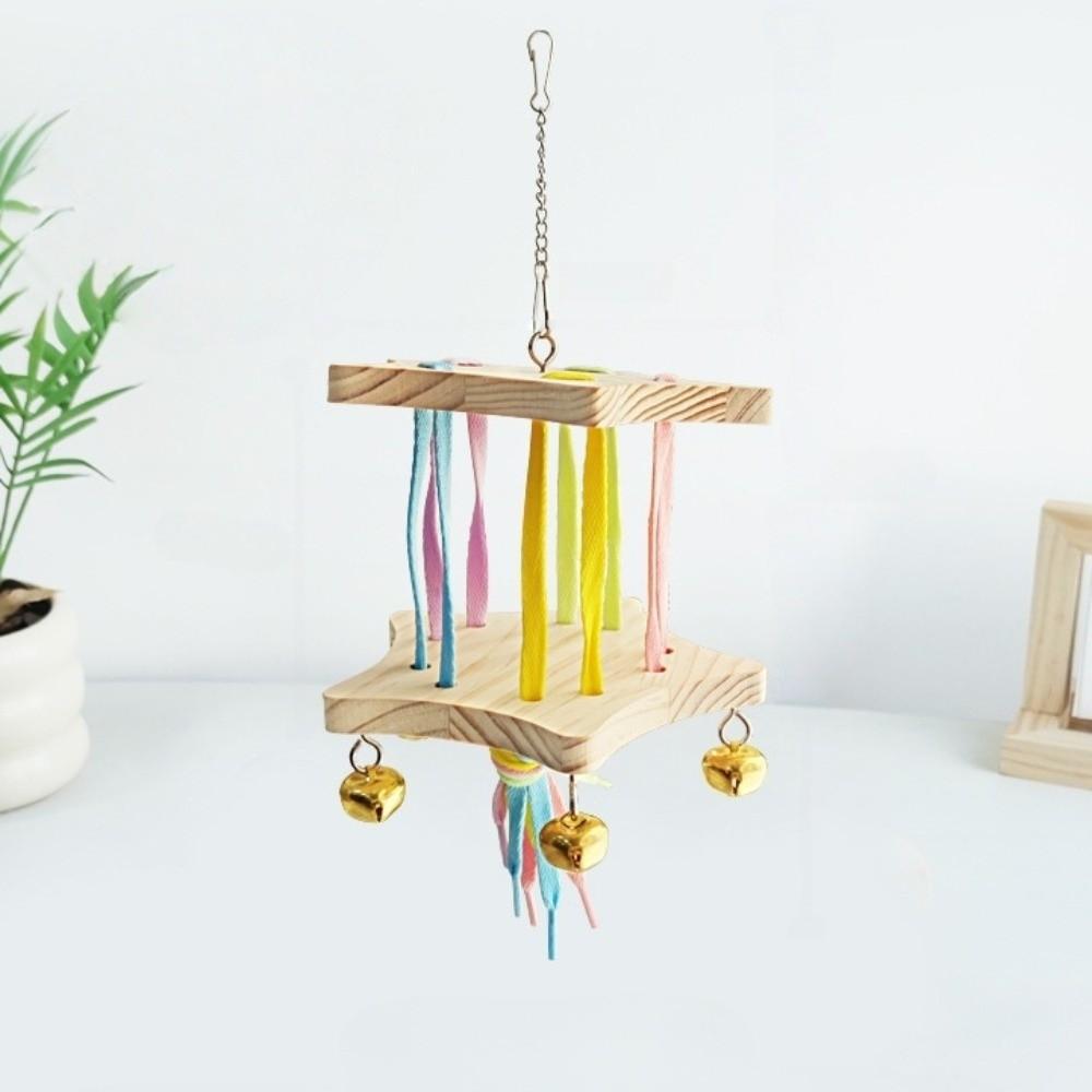 Colourful Bird Hanging Swing Wooden Bird Toy Hammock Parrot Cage Hut  Small Pet Entertainment