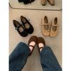 Suede small leather shoes flat spring and autumn word with soft sole Doudou shoes evening commuting shoes