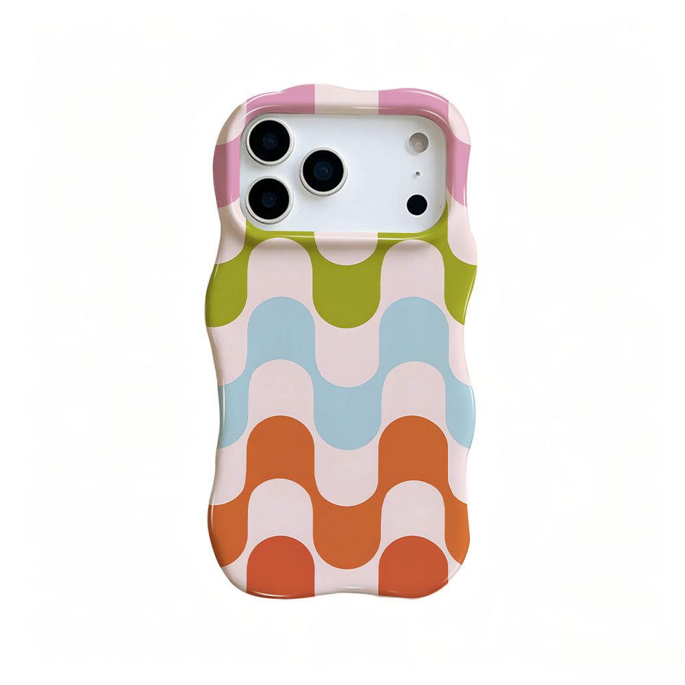 Temu Hot-selling List Irregular Big Wave iPhone14promax Summer Mobile Phone Case Heat Transfer Film Case