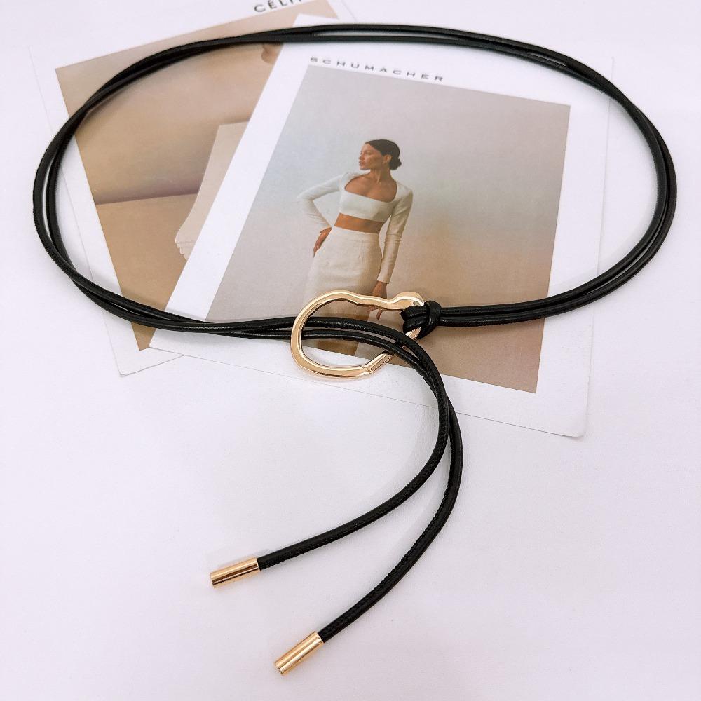 Stylish Slimming Leather Rope Waist Chain Multi-Use Versatile Waist-Cinching Belt Thin Rope Simple Skirts Waist Cover Party