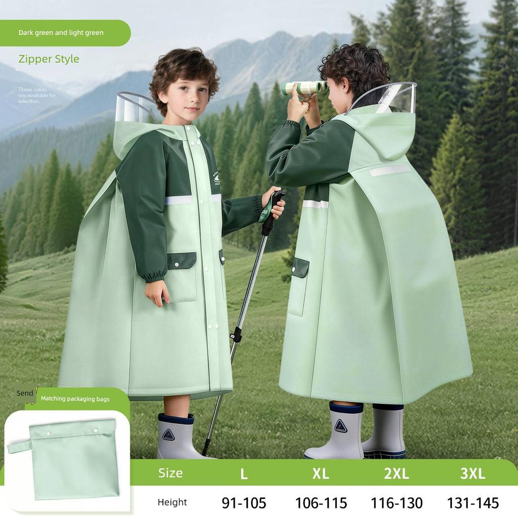 Kinder-Regenmantel, College-Stil, für Kindergarten, ältere und jüngere Kinder, mit Platz für Rucksack, Vollständig wasserdicht, Kinder-Regenponcho