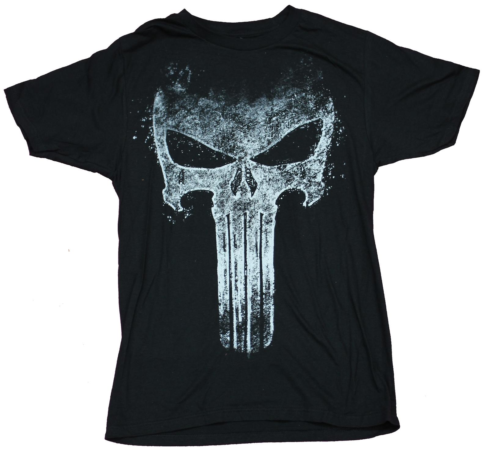 Punisher Mens T-shirt Distressed Punisher Painted Sprayed Image XL