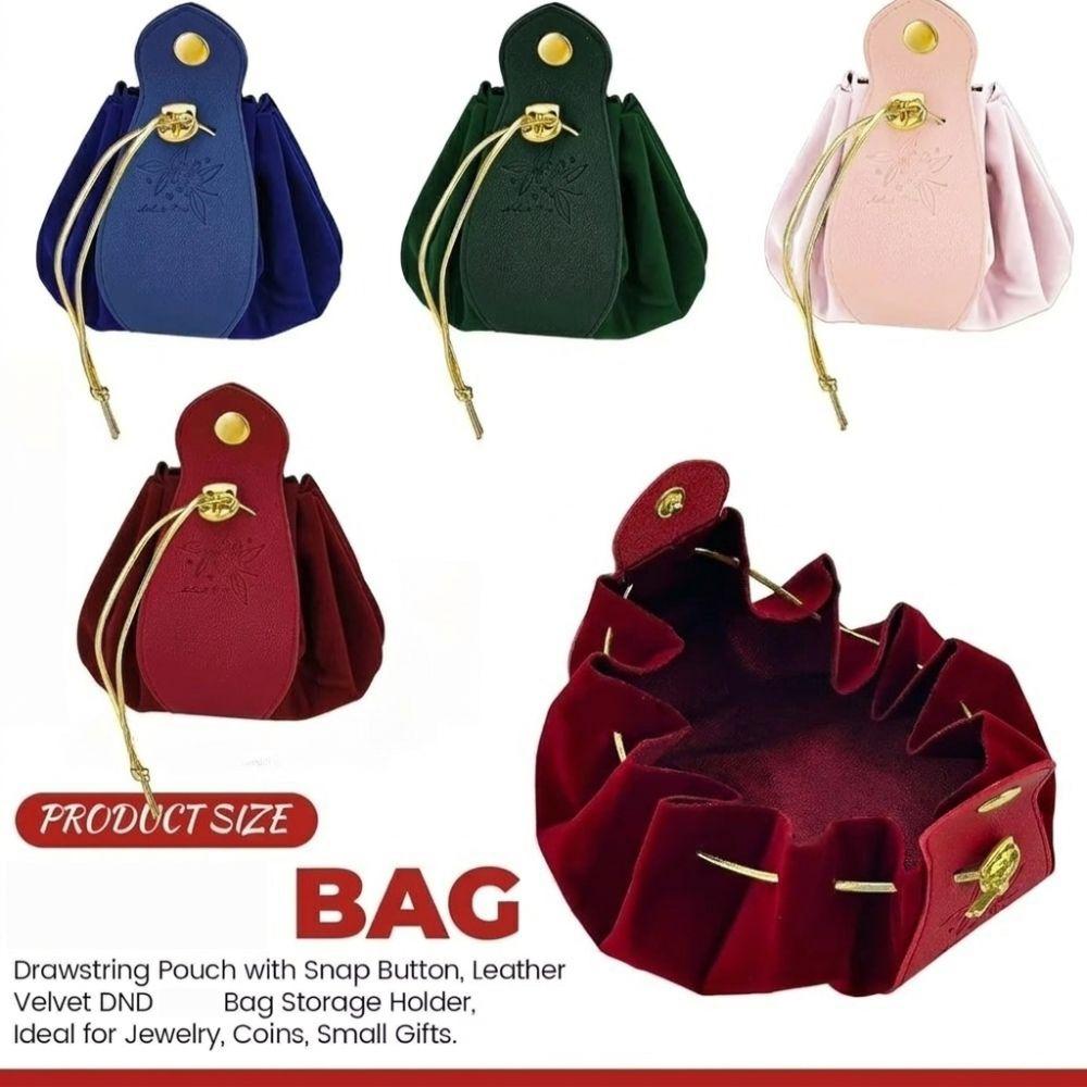 Drawstring Jewelry Storage Pouch Solid Color Velvet Drawstring Bag  Jewelry Storage