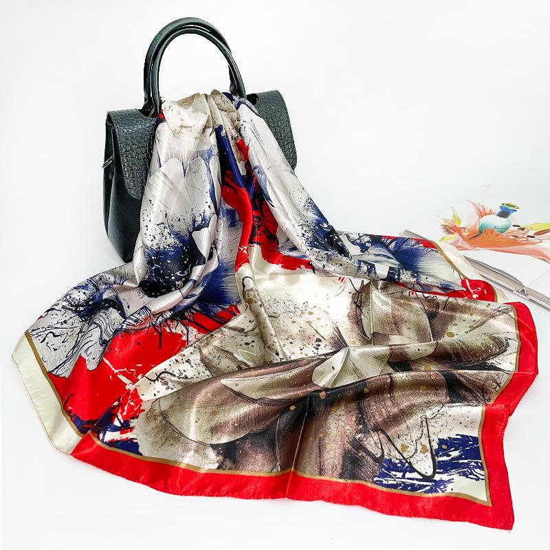 

Высококачественные роскошные шелковые шарфы, повязка на голову, шарфы, шейный шарф для женщин, шелковый шарф с цепочкой, женская декоративная шаль 90*90cm