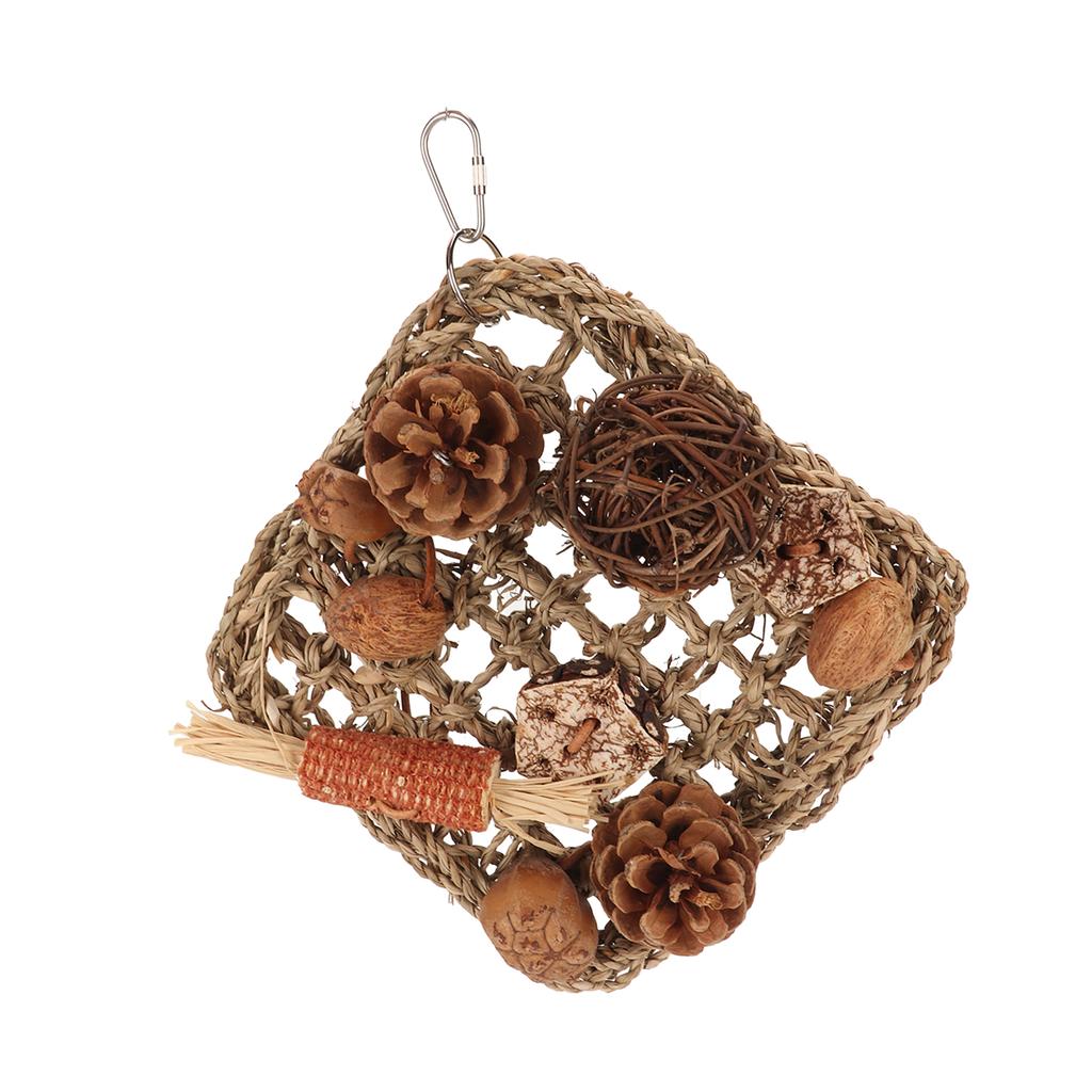 Bird Climbing Net Rattan Ball Pine Cone Corn Cob Nuts Straw Rope Parrot Woven Net for Parrot Cage