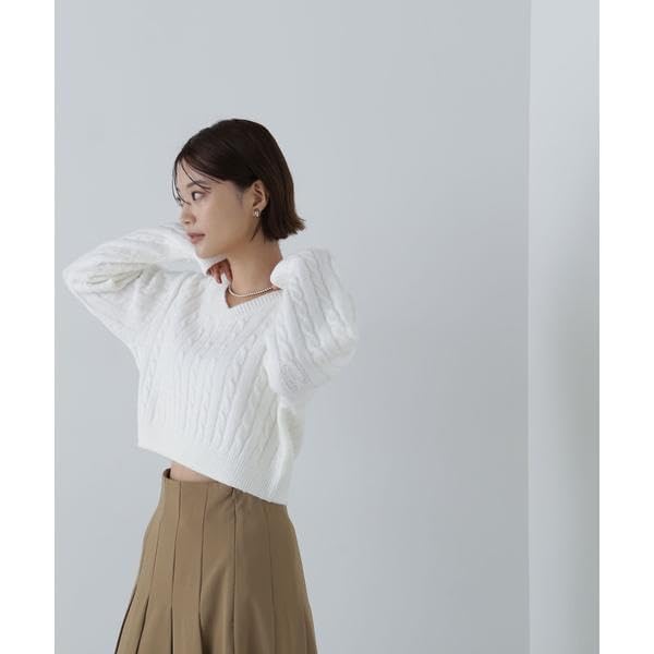Natural Beauty Basics Compact Cable Knit Sweater for Women