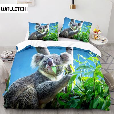 Koala Duvet Cover Set Microfiber Australia Animal Comforter Cover Queen For Kids Boy Girl Funny Lovely Koala On Tree Bedding Set