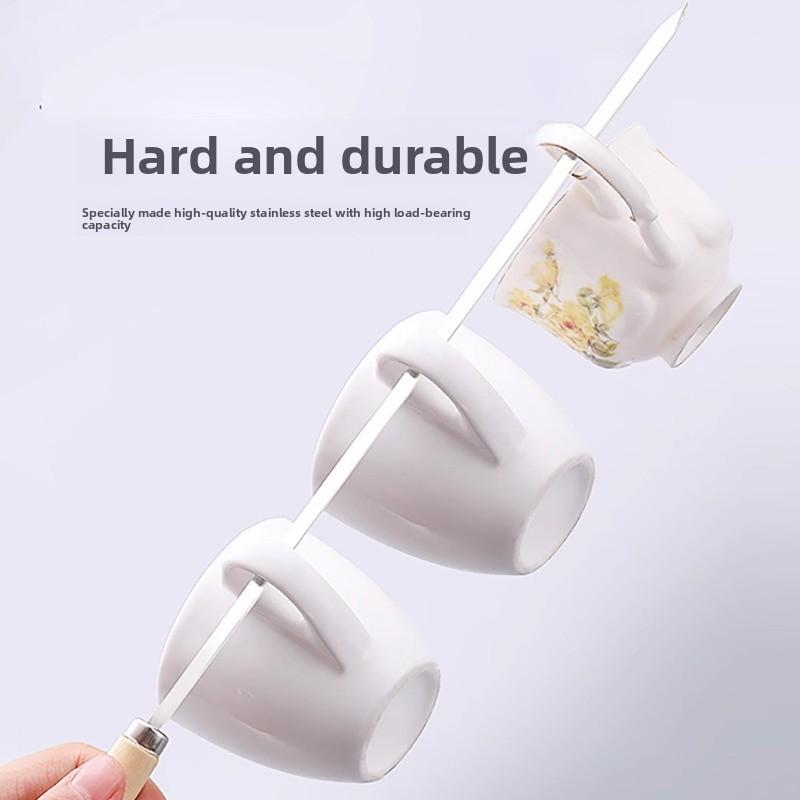 10 hitzebeständige Grillspieße mit Holzgriff, wiederverwendbare Metall-Grillspieße aus 304 Edelstahl, breite Spieße