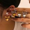Gold Color Peach Love Drop Bowknot Earrings For Women Stainless Steel Stud Ear Accessory