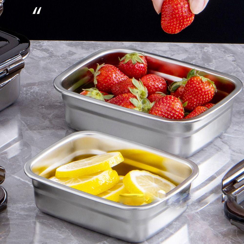 Stainless Steel Sealed Lunch Box Rectangular Frozen Box Fresh-keeping Box  Kitchen Storage