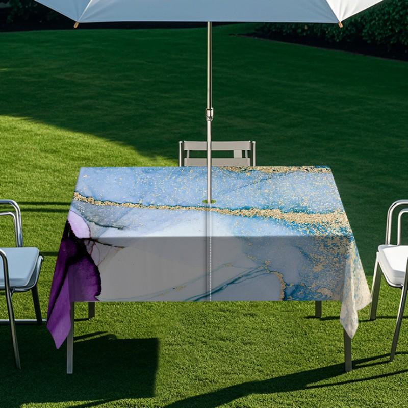 Outdoor Rectangular Table Cover With Starry Sky Sand Flow Waterproof Elastic Edge Patio Garden Dining