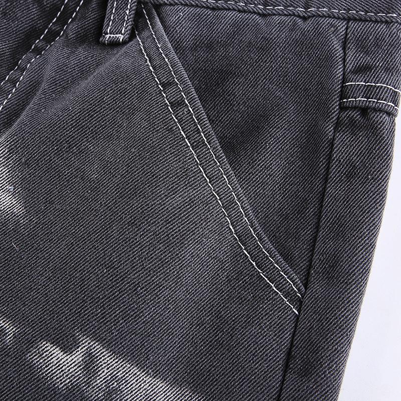 Spring 2022 Womens Fashion High Waist Y2k Aesthetic Print Women's Wide Leg Jeans Baggy Woman Cargo Pants Jean Mom Jeans Trousers