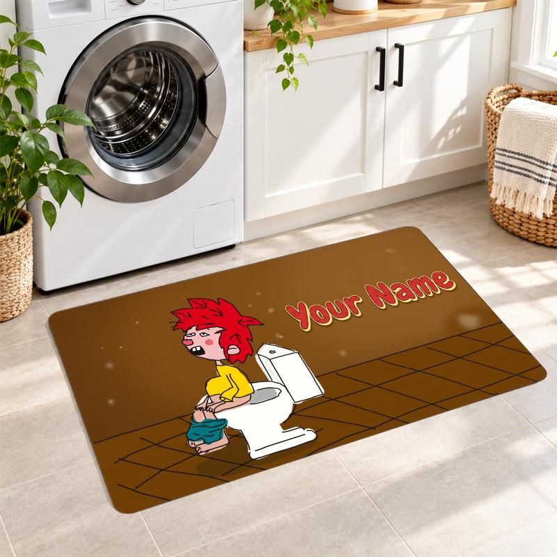 Pumuckl Custom Text Flannel Floor Rug Soft Kitchen Mat Personalized Non Slip Carpet