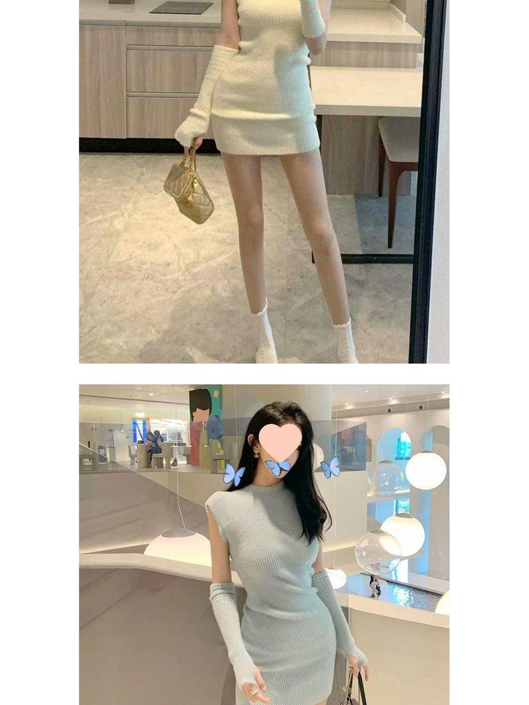 2025 Spring/Summer Goddess Style Sexy Knitted Bodycon Dress