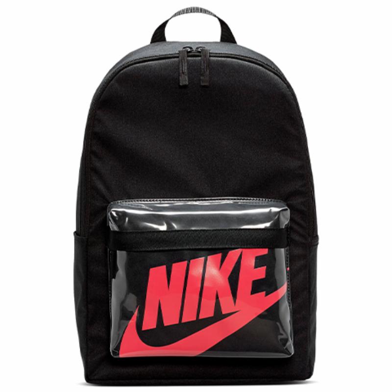 Nike Heritage Polyester Backpack Regular Unisex Black Red Lightweight Casual BA6175-010