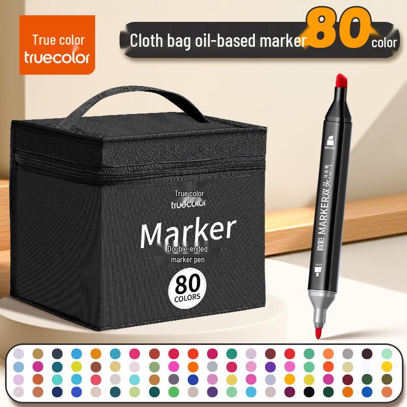 True Color Double-Ended Oil-Based Markers: Quick-Drying Anime Art Set with Hard Tips for Students
