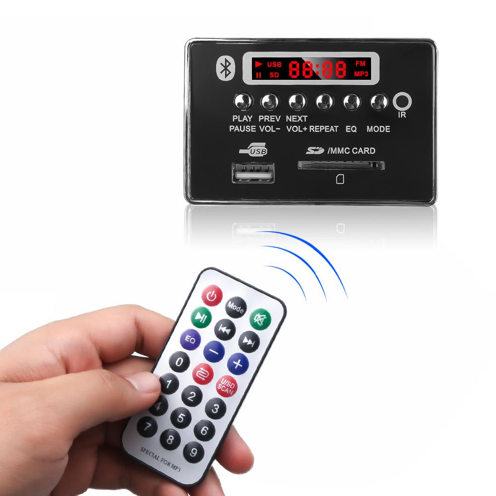 Wireless MP3 Decoder Board Module 5V 12V Hands-free Car USB Player WMA WAV USB FM Aux Radio For Car Integrated Remote Control