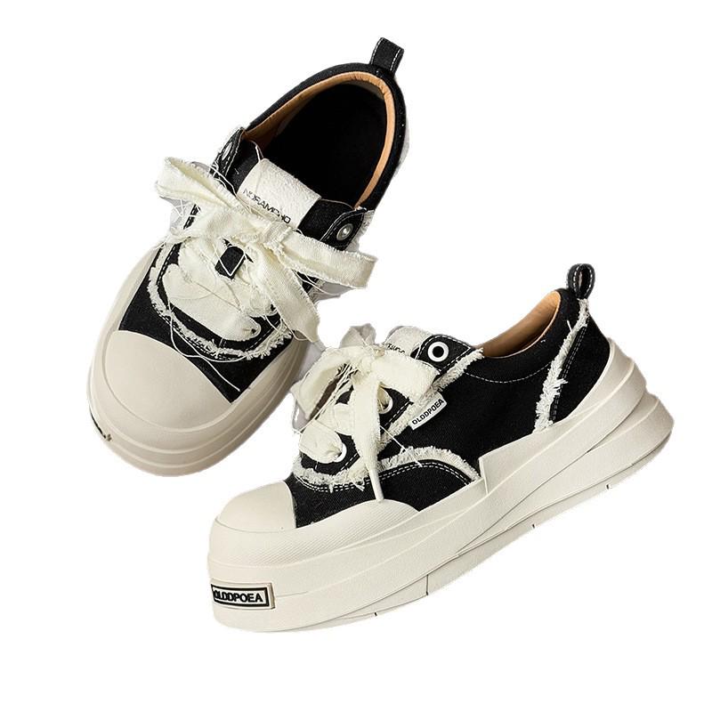 Mickey Men's Height-Boost Thick Sole Casual Canvas Skate Shoes 2025 - Trendy, Versatile High Street Sneakers for Couples.