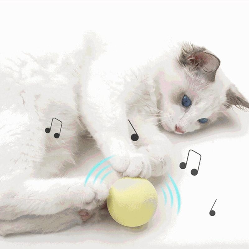 Interactive Cat Squeak Ball - Touch Sounding Plush Electric Catnip Toy, Simulate Animal Sounds Training Plaything For Kittens