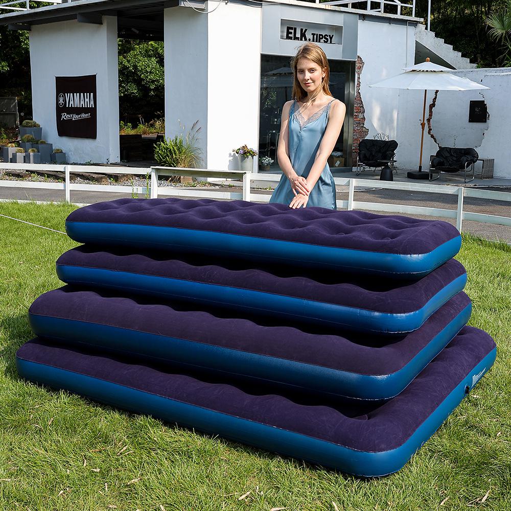 Portable Inflatable PVC Air Mattress - Thickened, Flocked, and Ideal for Camping