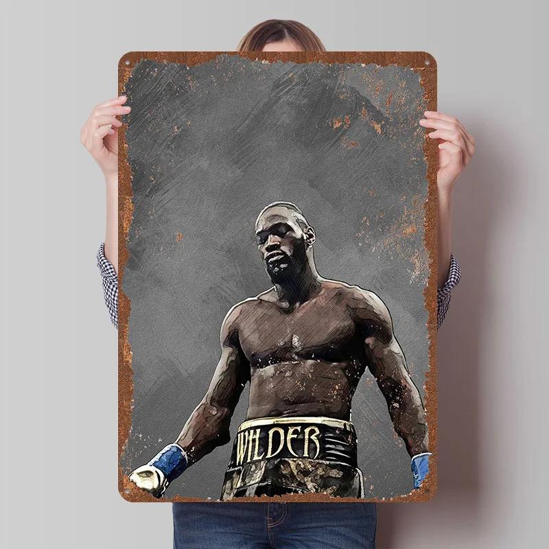 Deontay Wilder Boxer Metallposter Individuelle Vintage Metallschilder Wandkunst Blechschild für Man Cave Schlafzimmerdekorationen Heimdekoration