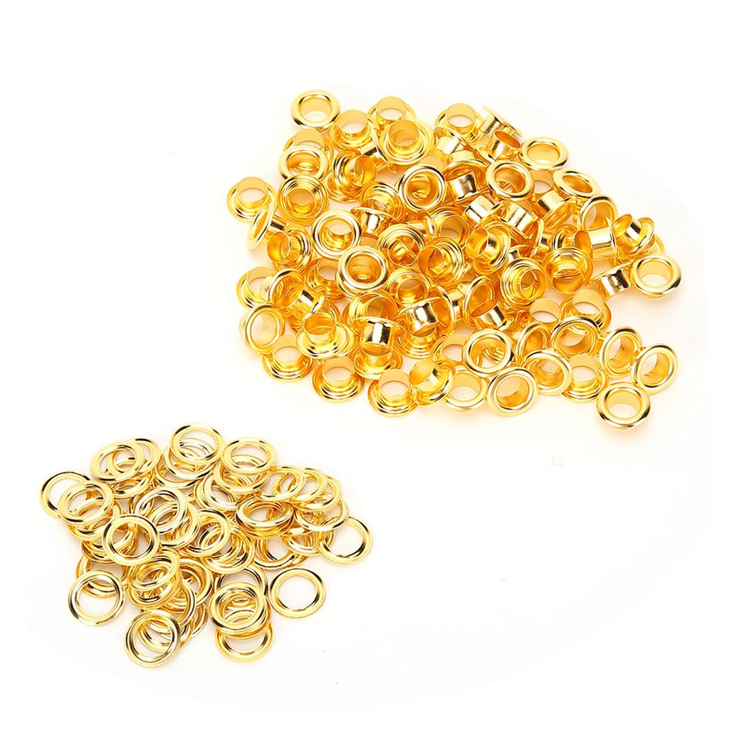 200Pcs 6mm Shoes Grommet Hollow Hole Rivet DIY Hand Made Brass Gold Leather Accessories