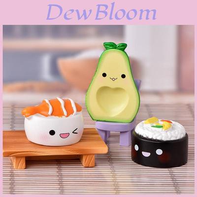 Charming Resin Craft Cartoon Avocado Sushi Figurines Adorable Miniature Ornaments