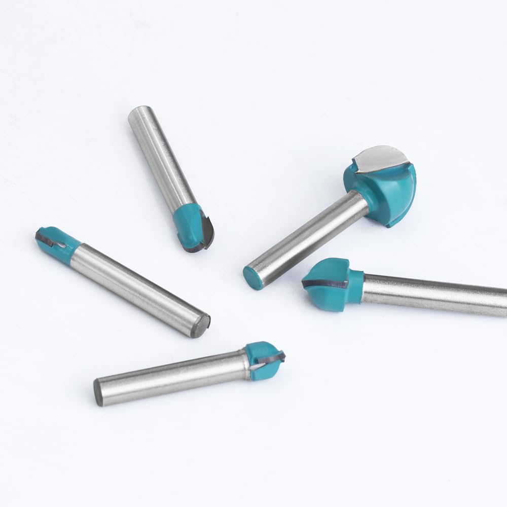 Solid Carbide Trimmer Solid Carbide Router 6mm Shank Round Bottom Trimmer Knife Set for Electric Tenon Woodworking Milling Industrial Quality Solid